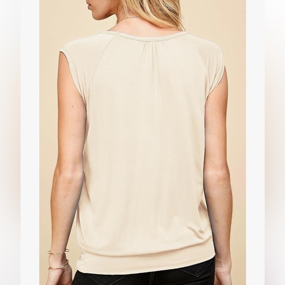NWT Cream Cap Sleeve Light Weight Tee, size Ladies Small - Picture 3 of 4
